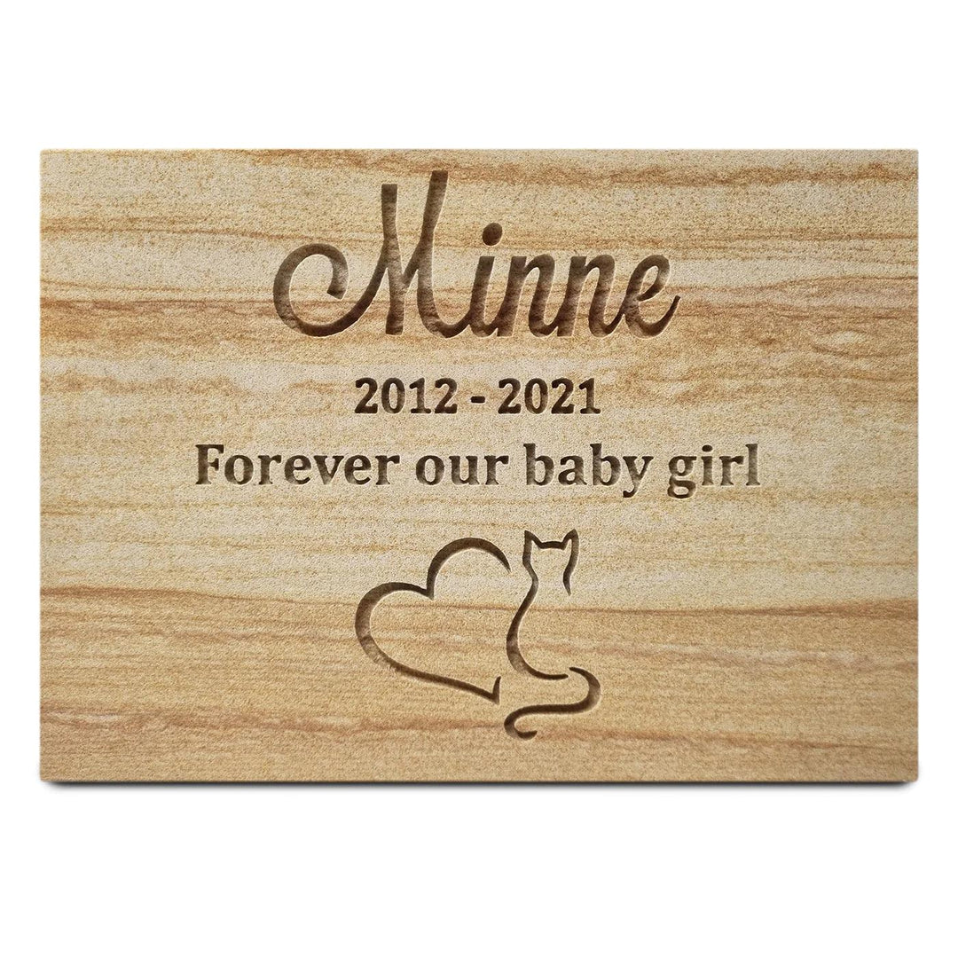 Custom Engraved Sandstone Pet Memorial Plaque - Small (No Stand), Medium & Large (With Stand) - Angel Ashes
