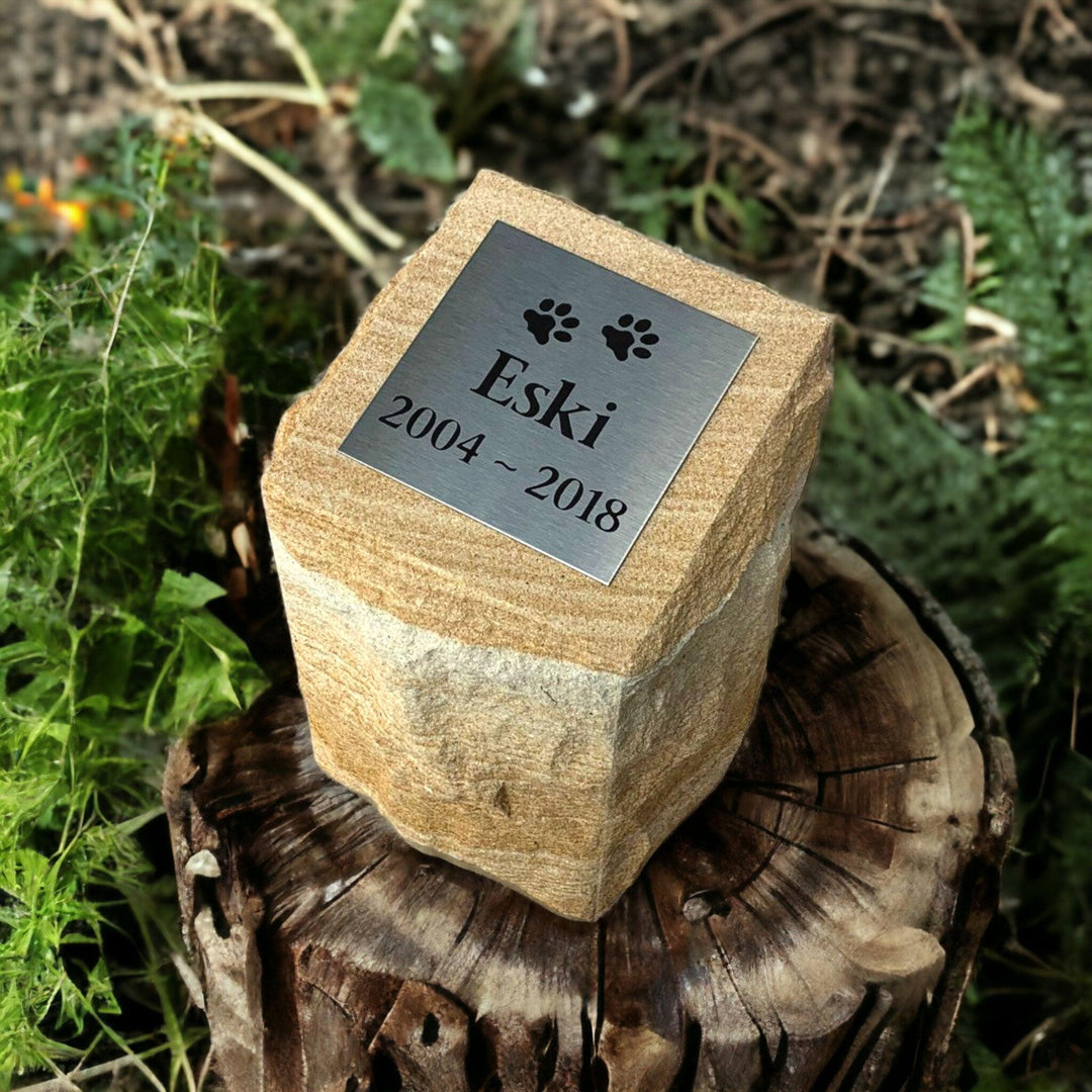 Rockface Sandstone | Outdoor Pet Memorial Stone | Outdoor Pet Urn | Garden Pet Memorial - Angel Ashes