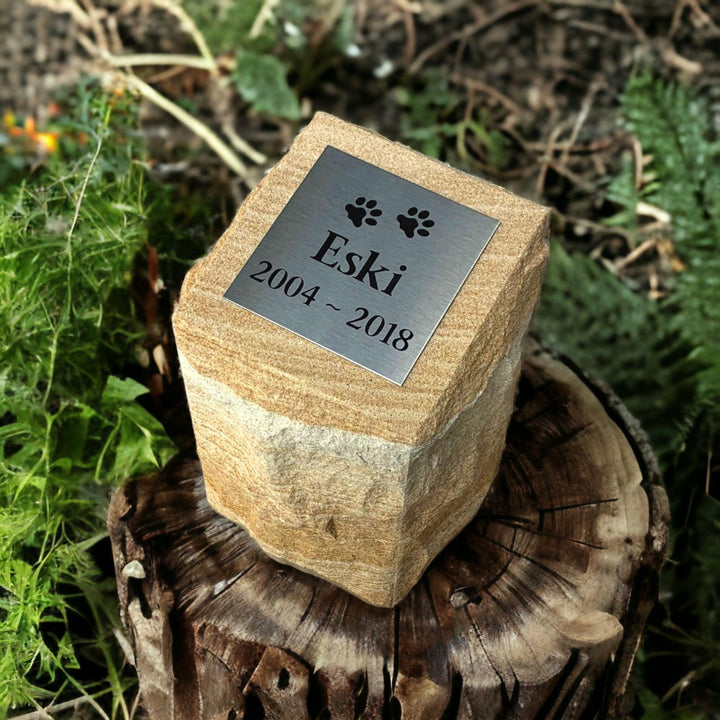 Rockface Sandstone | Outdoor Pet Memorial Stone | Outdoor Pet Urn | Garden Pet Memorial - Angel Ashes