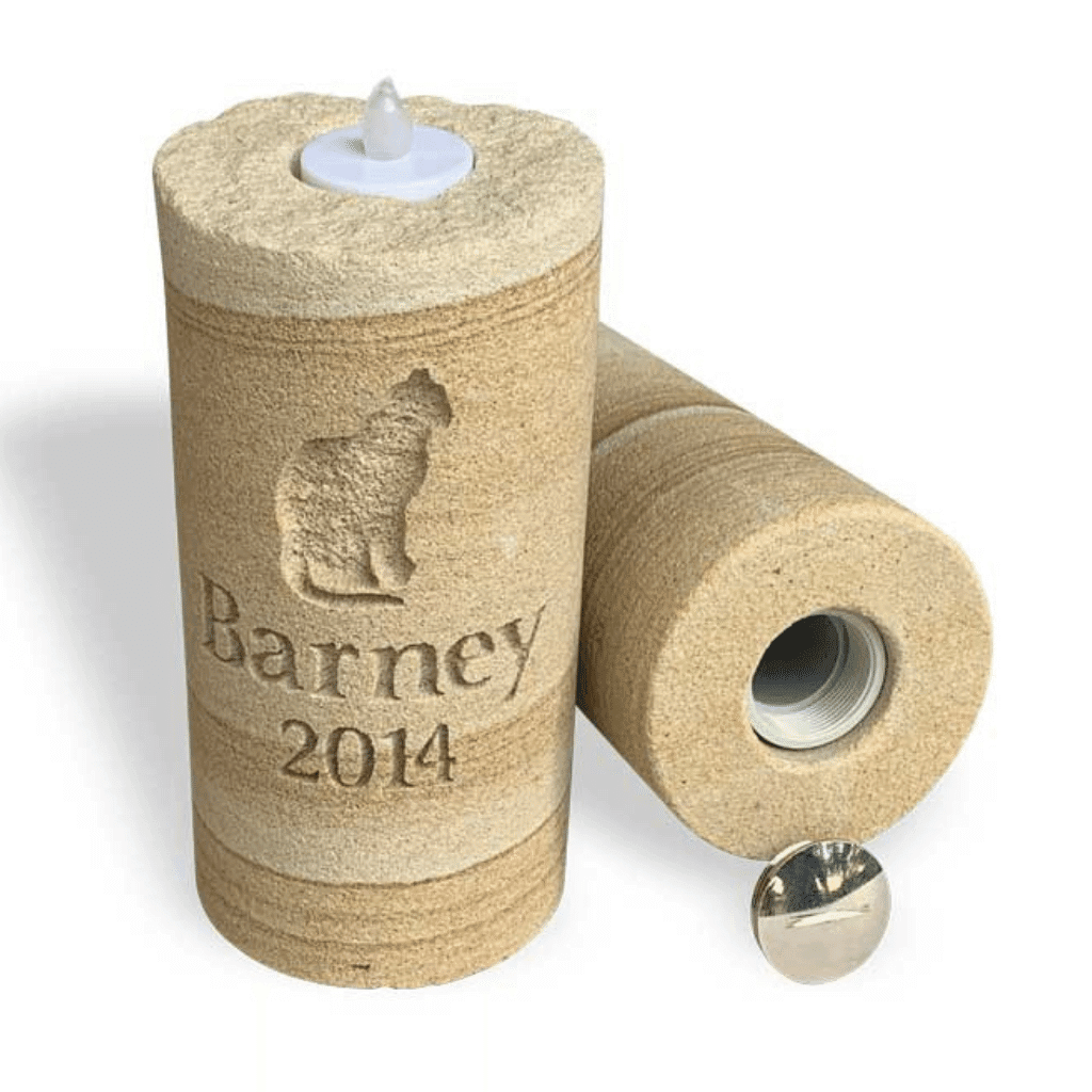 Sandstone Candle Pet Urn | Outdoor Pet Memorials | Customised Pet Memorials