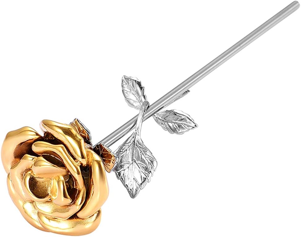 Gold Rose with Silver Stem Keepsake Urn