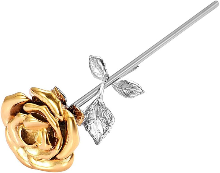 Gold Rose with Silver Stem Keepsake Urn