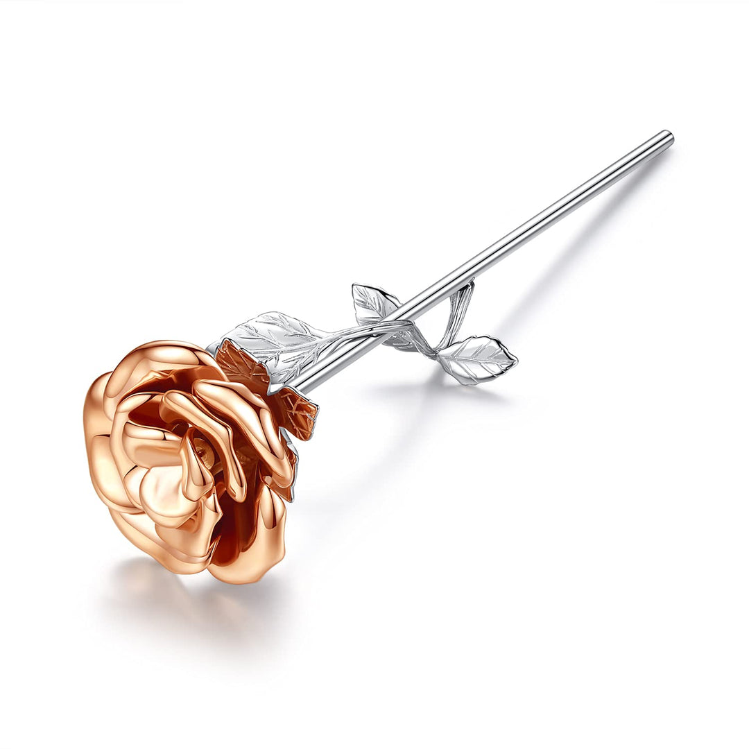 Rose Gold Rose with Silver Stem Keepsake Urn