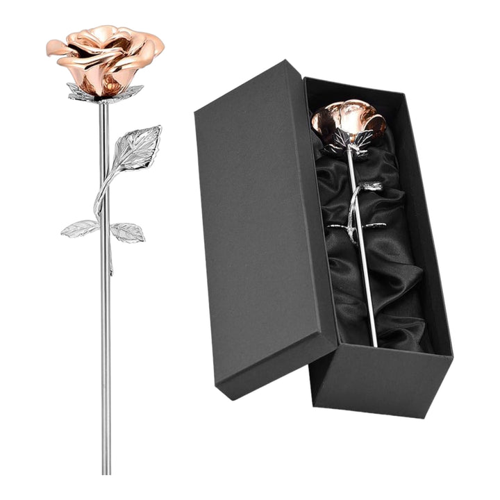 Rose Gold Rose with Silver Stem Keepsake Urn