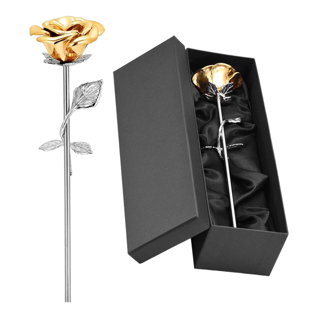 Gold Rose with Silver Stem Keepsake Urn