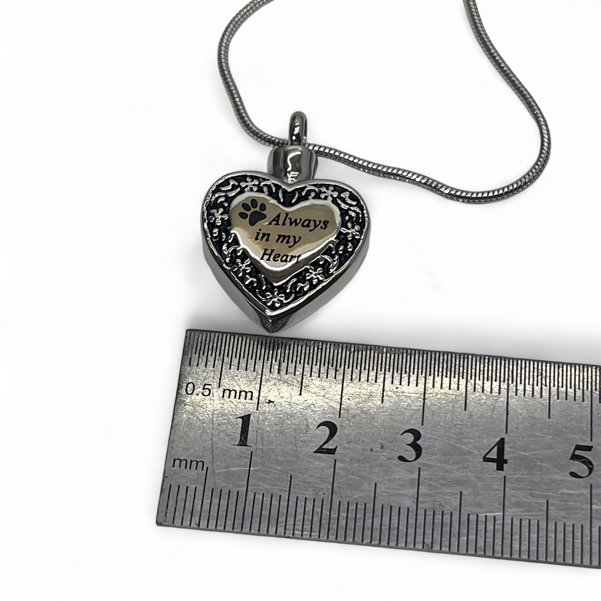 Always in My Heart Pet Cremation Pendant with Snake Chain