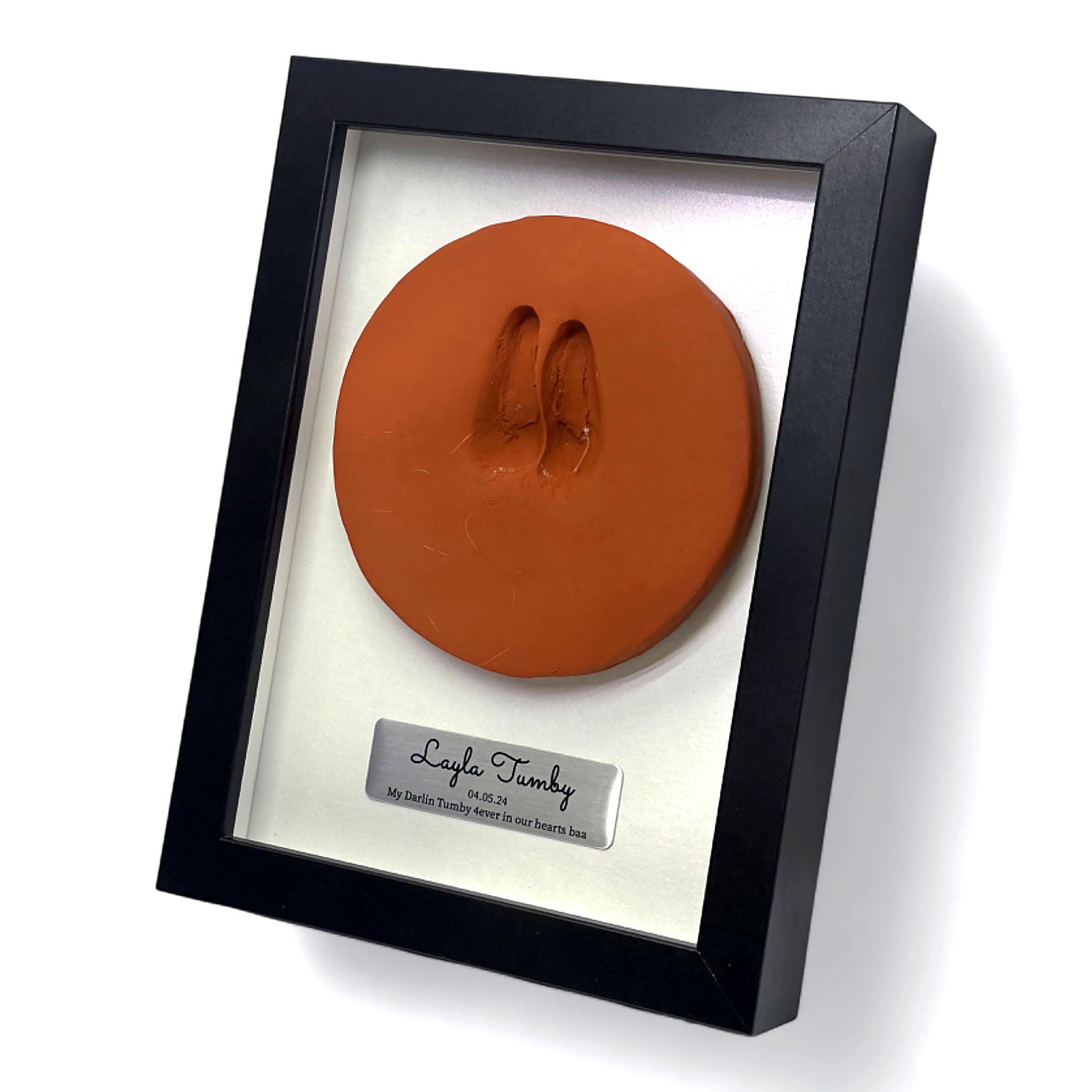 Framed Clay Paw Print Memorial with Nameplate