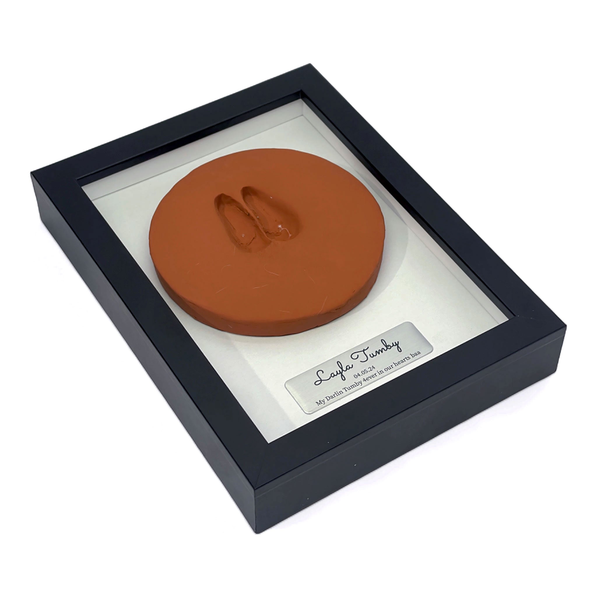 Framed Clay Paw Print Memorial with Nameplate