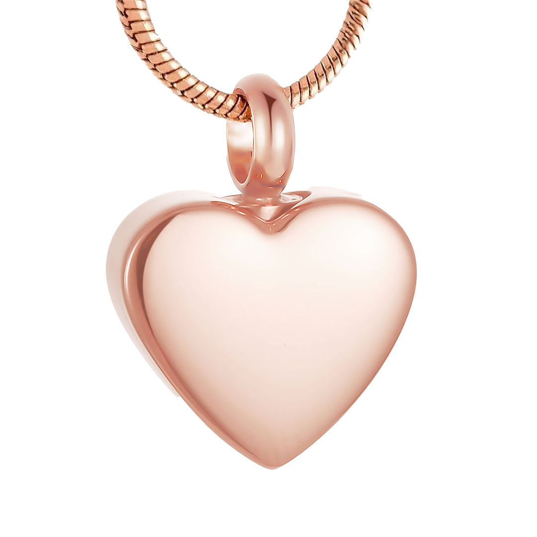 Rose Gold Heart-Shaped Stainless Steel Memorial Pendant for Pet Ashes - Includes Necklace