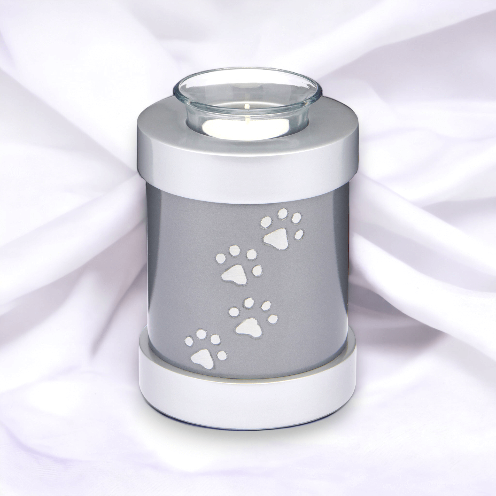 Paws to Heaven Tea-light Pet Urn | Grey & Silver