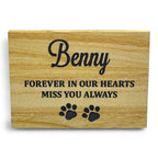 Large sandstone pet memorial plaque with black-filled engraving