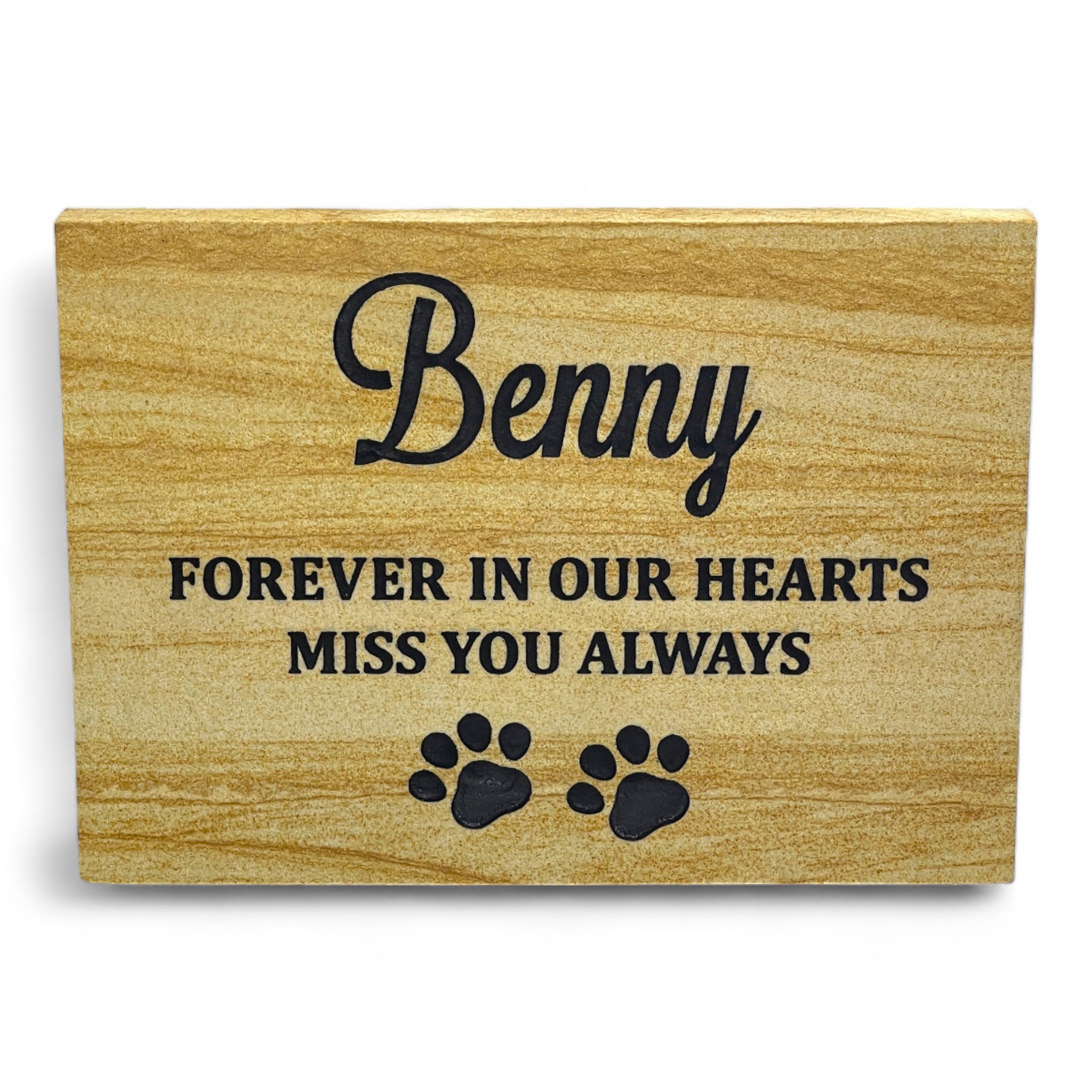 Personalised Sandstone Pet Memorial Plaque with Stand - Available in Standard & Large Sizes