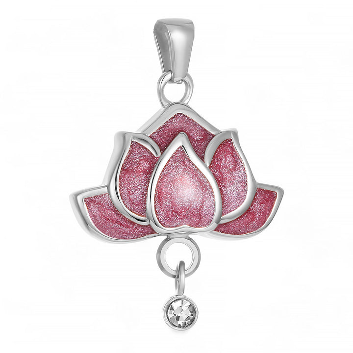 Silver Lotus Flower Memorial Pendant for Pet Ashes - Includes Necklace