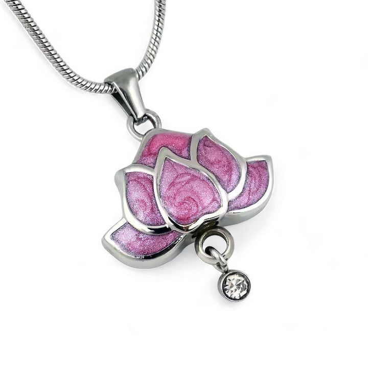 Silver Lotus Flower Memorial Pendant for Pet Ashes - Includes Necklace