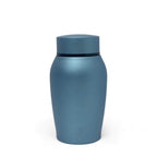 Light blue metal pet cremation urn detail