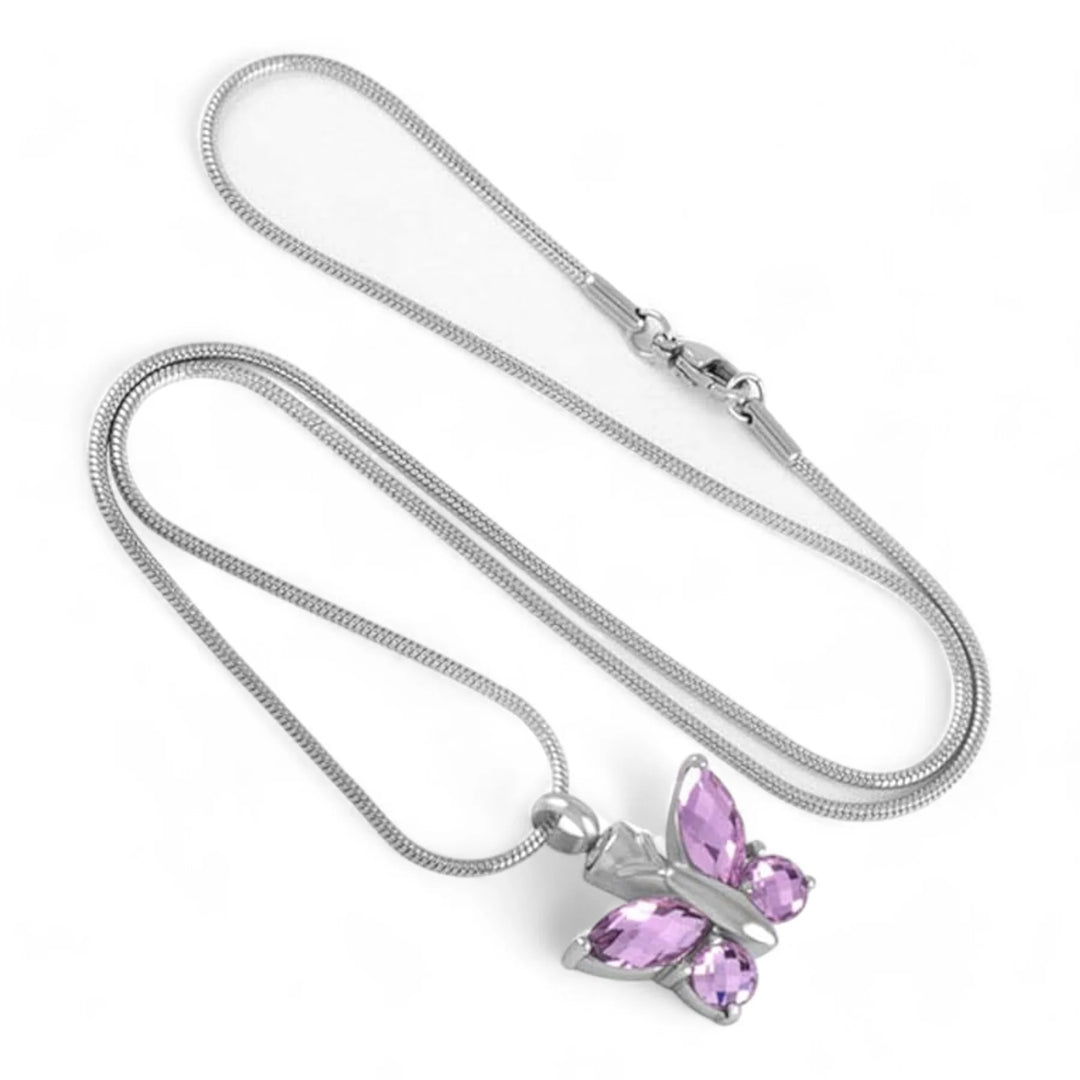 Butterfly Crystal Memorial Pendant and Bracelet Bundle for Pet Ashes