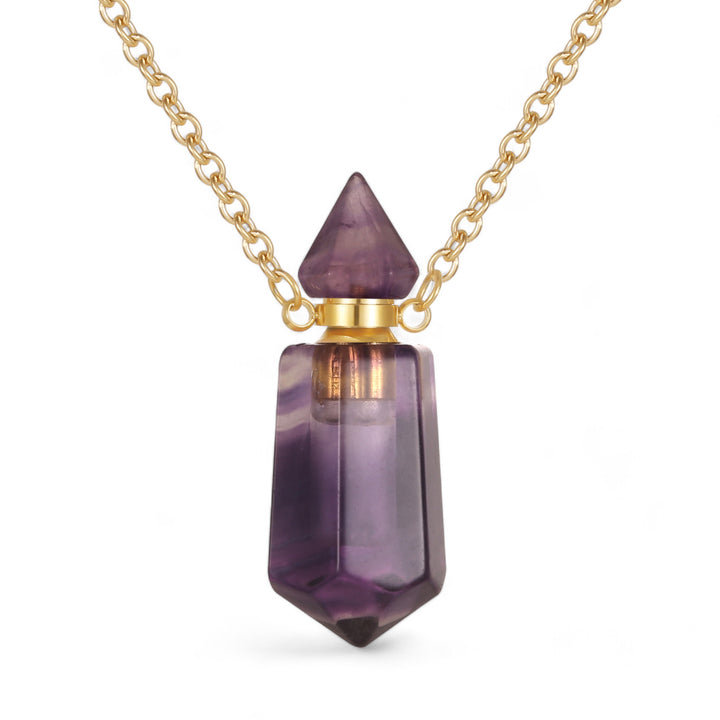 Amethyst Crystal Memorial Necklace for Pet Ashes - Includes Chain