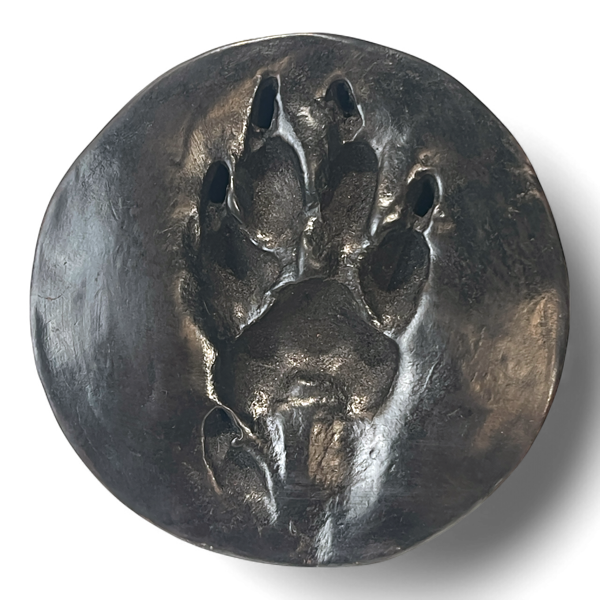 Clay Paw Print Impression with Acrylic Stand - Metallic Ebony Finish