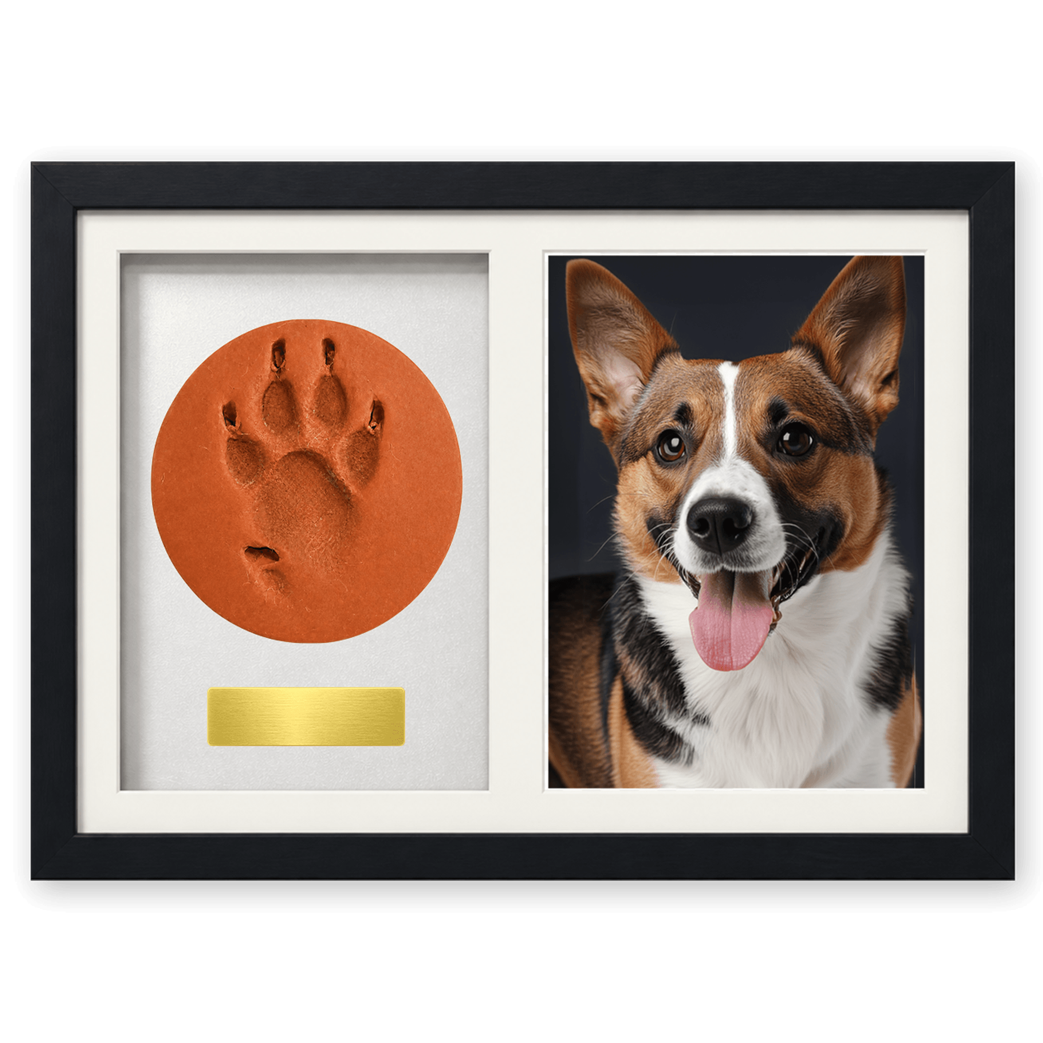 Framed Clay Paw Print with Photo & Nameplate