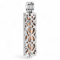Filigree Cylinder with Rose Gold Inlay Memorial Pendant for Pet Ashes - Includes Necklace