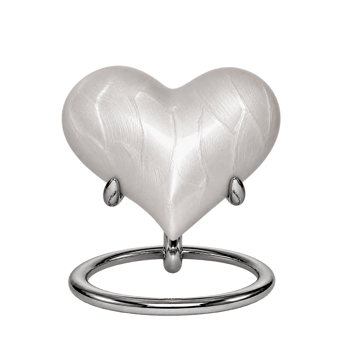 Mini Heart Urn with Stand · Pearl White