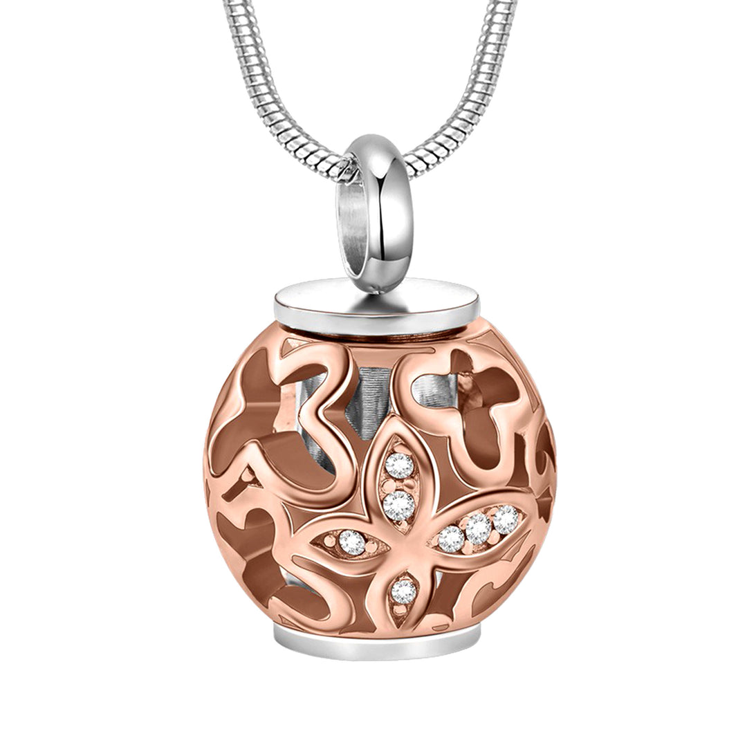 Butterfly Cremation Pendant Silver/Rose Gold Stainless Steel - Crystal-Embellished Pet Memorial with Snake Chain Necklace