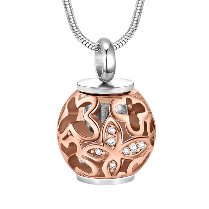 Butterfly Cremation Pendant Silver/Rose Gold Stainless Steel - Crystal-Embellished Pet Memorial with Snake Chain Necklace