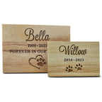 Personalised sandstone pet memorial plaques in standard and large sizes