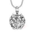 Butterfly Cremation Pendant Stainless Steel - Crystal-Embellished Pet Memorial with Snake Chain Necklace