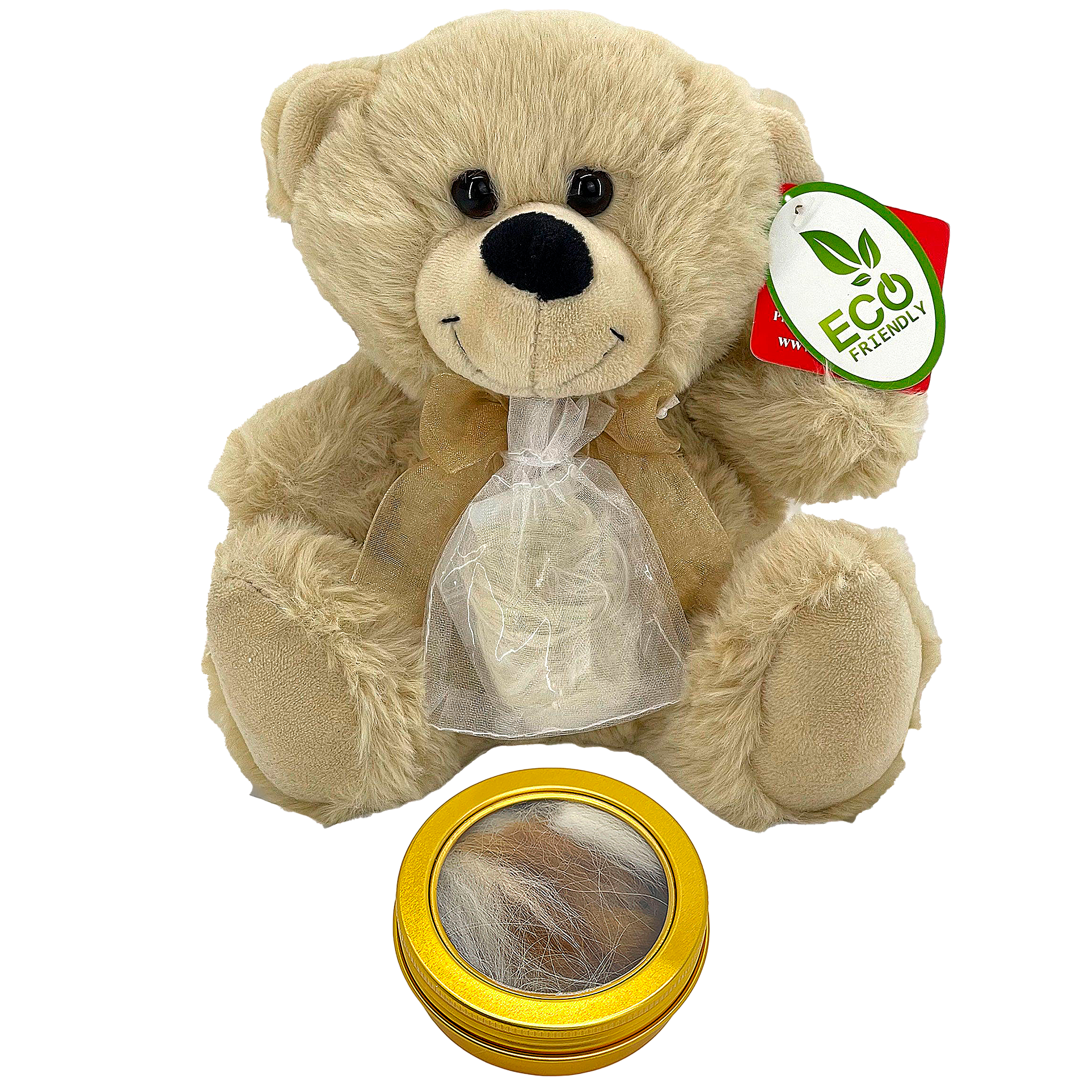 Eco-Friendly Teddy Bear with Furlock + Fur Keepsake Tin