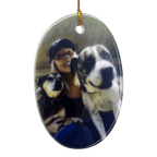 Ceramic Oval Photo Ornament - Custom Pet Memorial Christmas Decoration | Angel Ashes - Angel Ashes