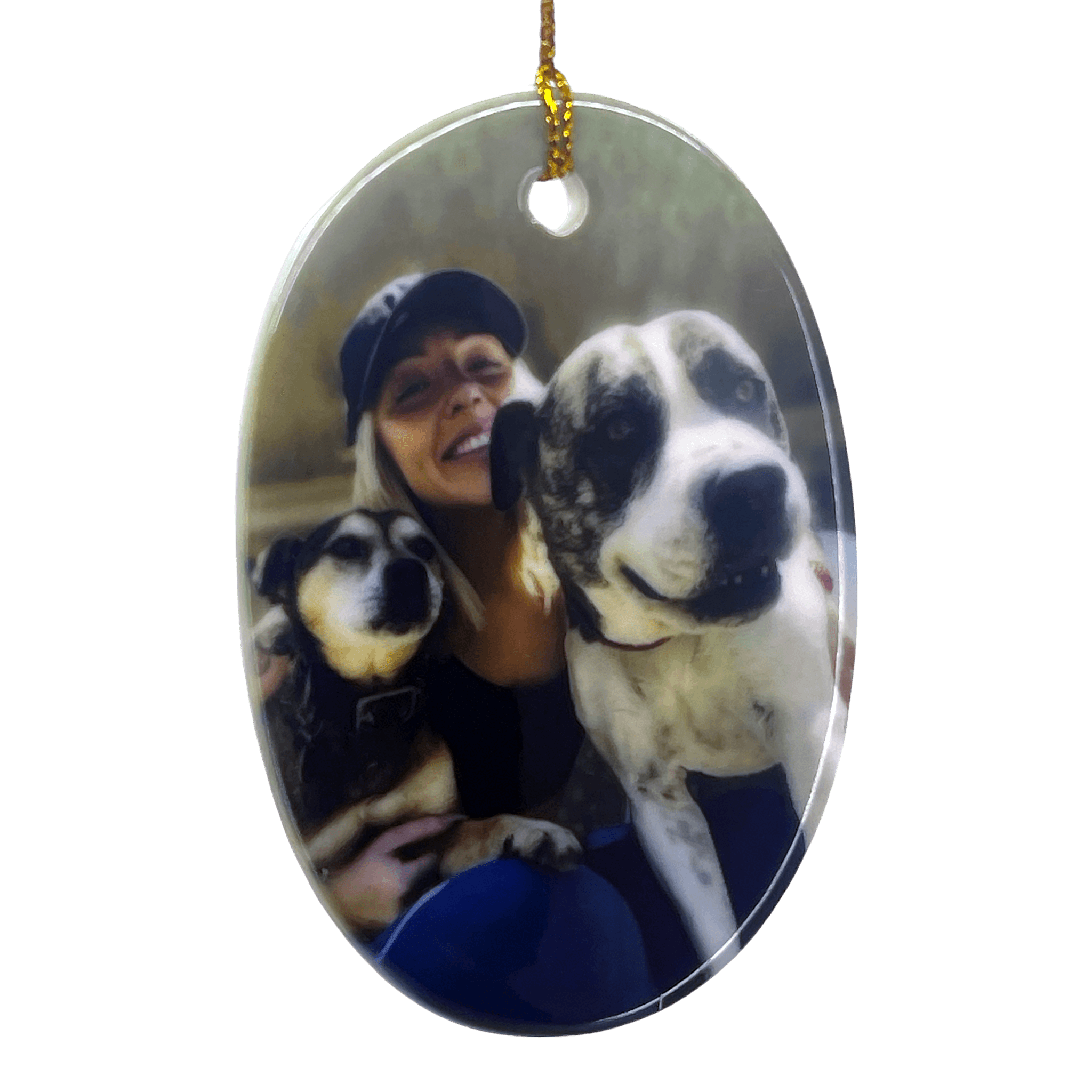 Ceramic Oval Photo Ornament - Custom Pet Memorial Christmas Decoration | Angel Ashes - Angel Ashes