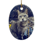 Ceramic Oval Photo Ornament - Custom Pet Memorial Christmas Decoration | Angel Ashes - Angel Ashes