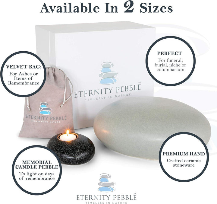 Custom Engraved Eternity Pebble Pet Memorial Urn Bundle - Personalised Keepsake with Memorial Candle Pebble - Angel Ashes