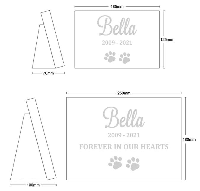 Custom Engraved Sandstone Pet Memorial Plaque - Small (No Stand), Medium & Large (With Stand) - Angel Ashes