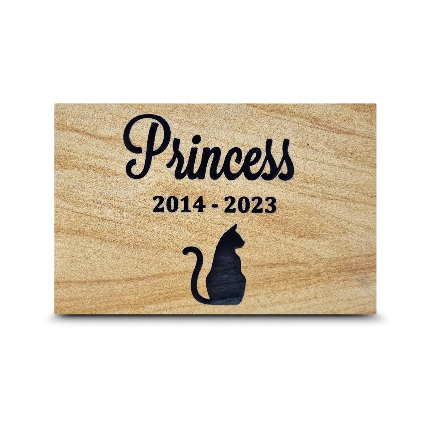 Custom Engraved Sandstone Pet Memorial Plaque - Small (No Stand), Medium & Large (With Stand) - Angel Ashes