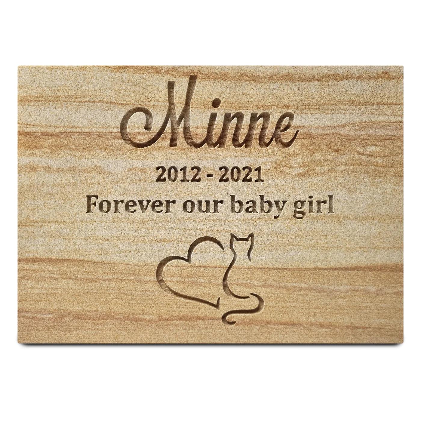 Custom Engraved Sandstone Pet Memorial Plaque - Small (No Stand), Medium & Large (With Stand) - Angel Ashes