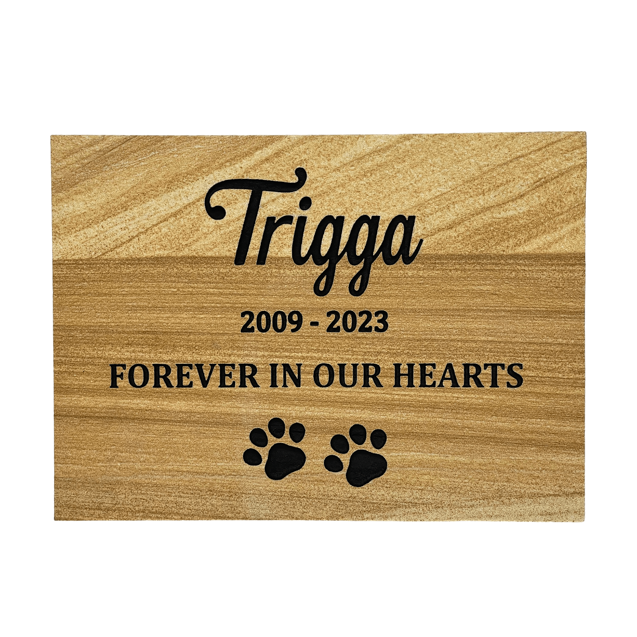Custom Engraved Sandstone Pet Memorial Plaque - Small (No Stand), Medium & Large (With Stand) - Angel Ashes