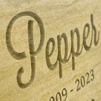 Custom Engraved Sandstone Pet Memorial Plaque - Small (No Stand), Medium & Large (With Stand) - Angel Ashes