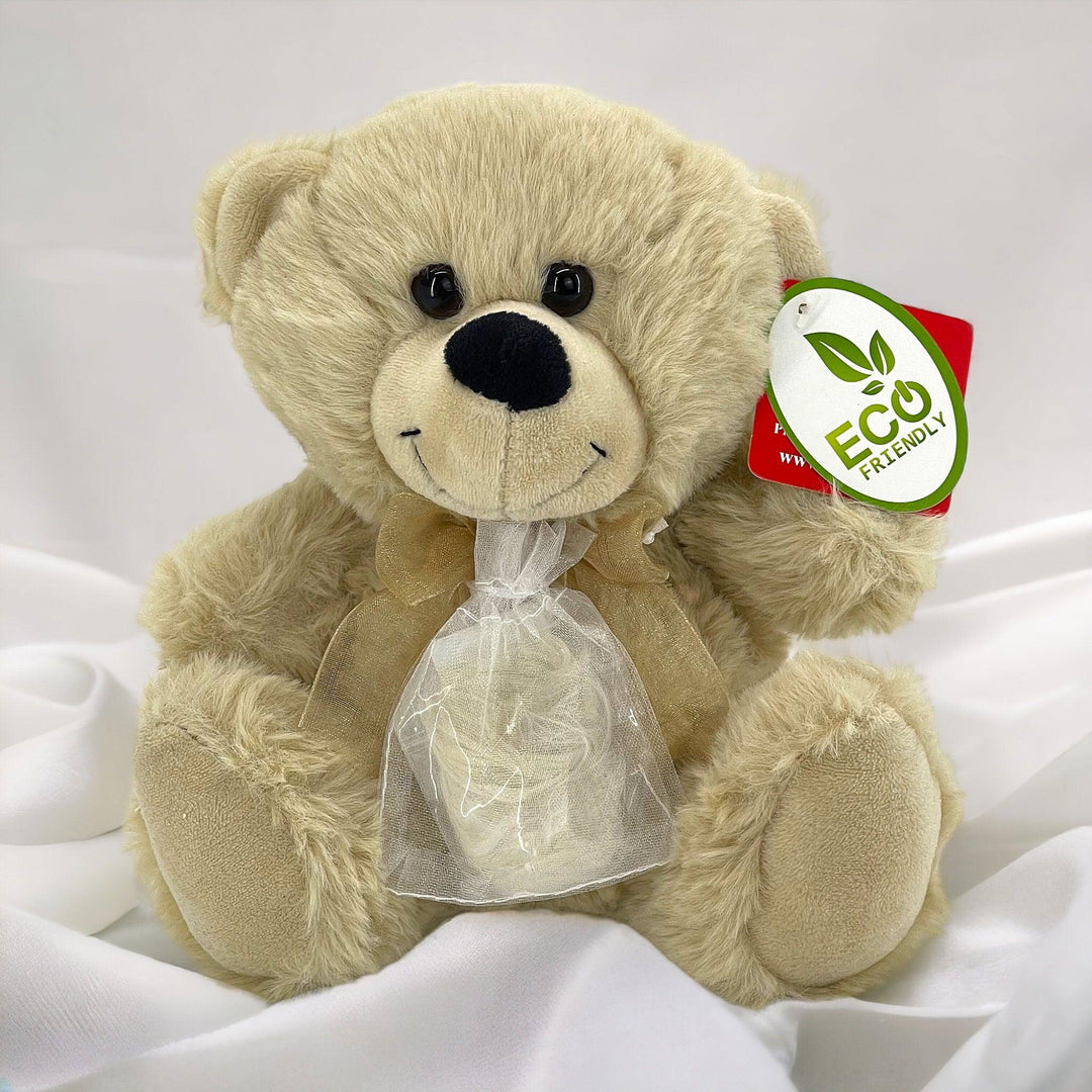 Eco Teddy Bear & Rose Soy Candle with Fur or Feather Keepsake Bundle - Angel Ashes