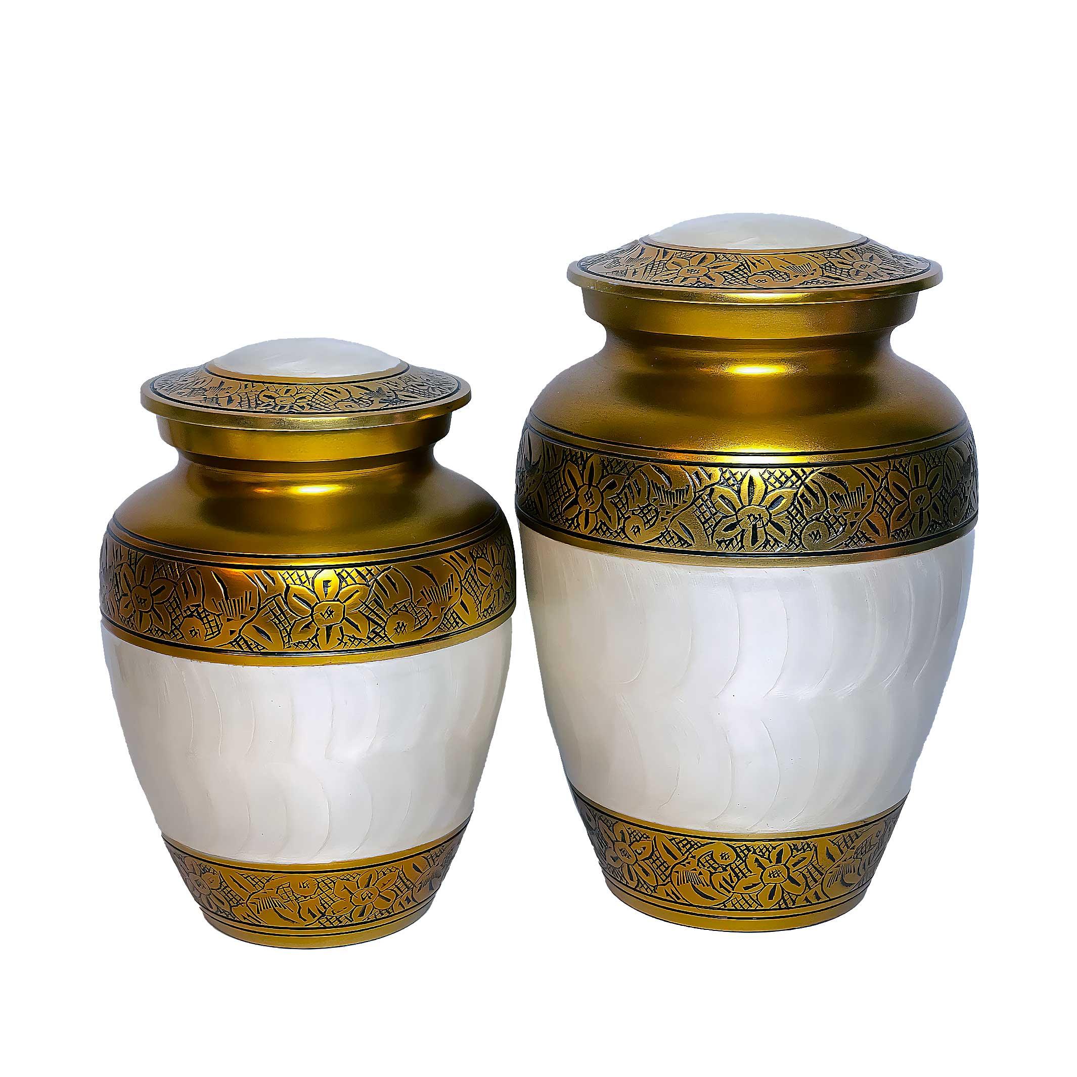 Filigree Engraved Pet Urn with Gloss Finish - Gold - Angel Ashes