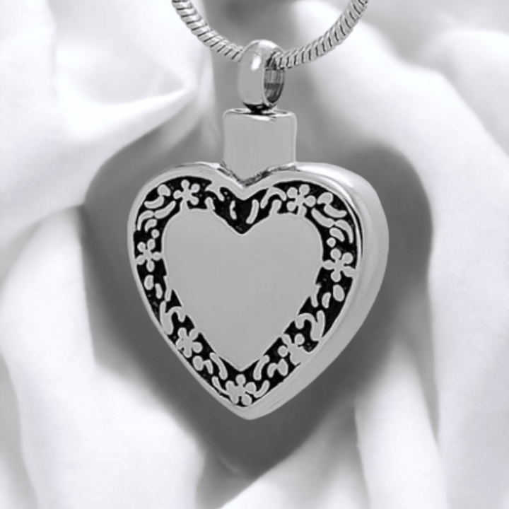 Filigree Heart Pet Cremation Pendant with Snake Chain – Angel Ashes
