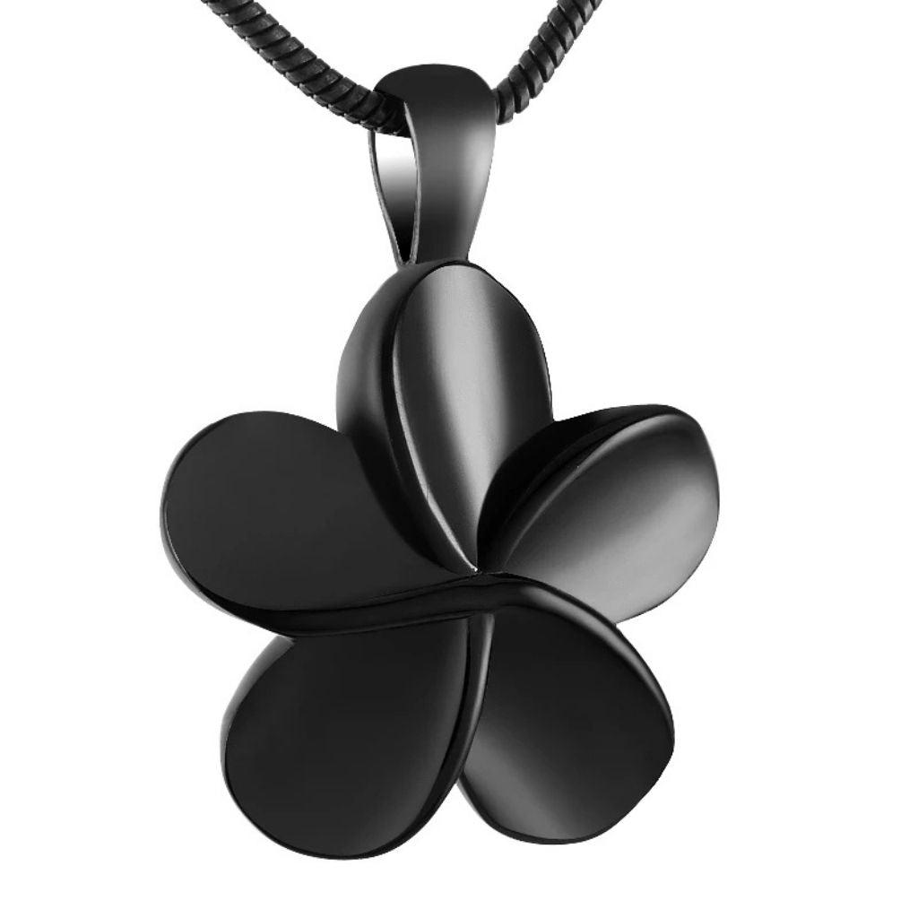 Frangipani | Black Stainless Steel Pet Cremation Pendant with Snake Chain