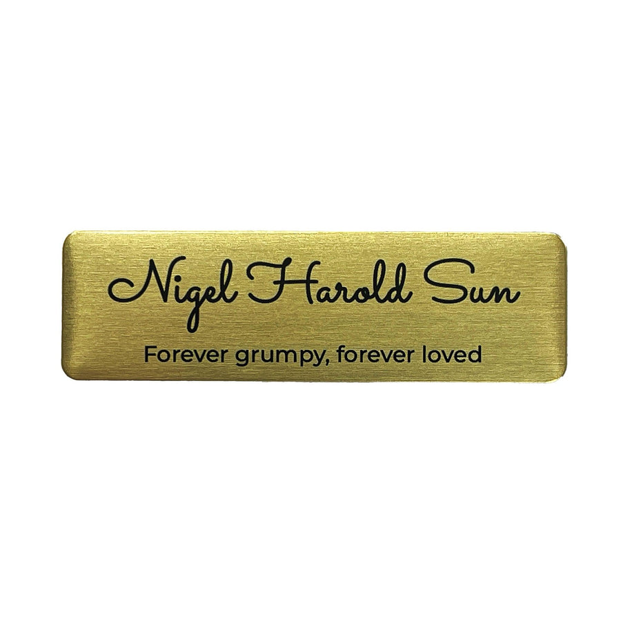 Gold Custom Pet Name Plate | Personalised Memorial Name Plates for Pets | 64x19 mm - Angel Ashes