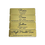 Gold Custom Pet Name Plate | Personalised Memorial Name Plates for Pets | 64x19 mm - Angel Ashes