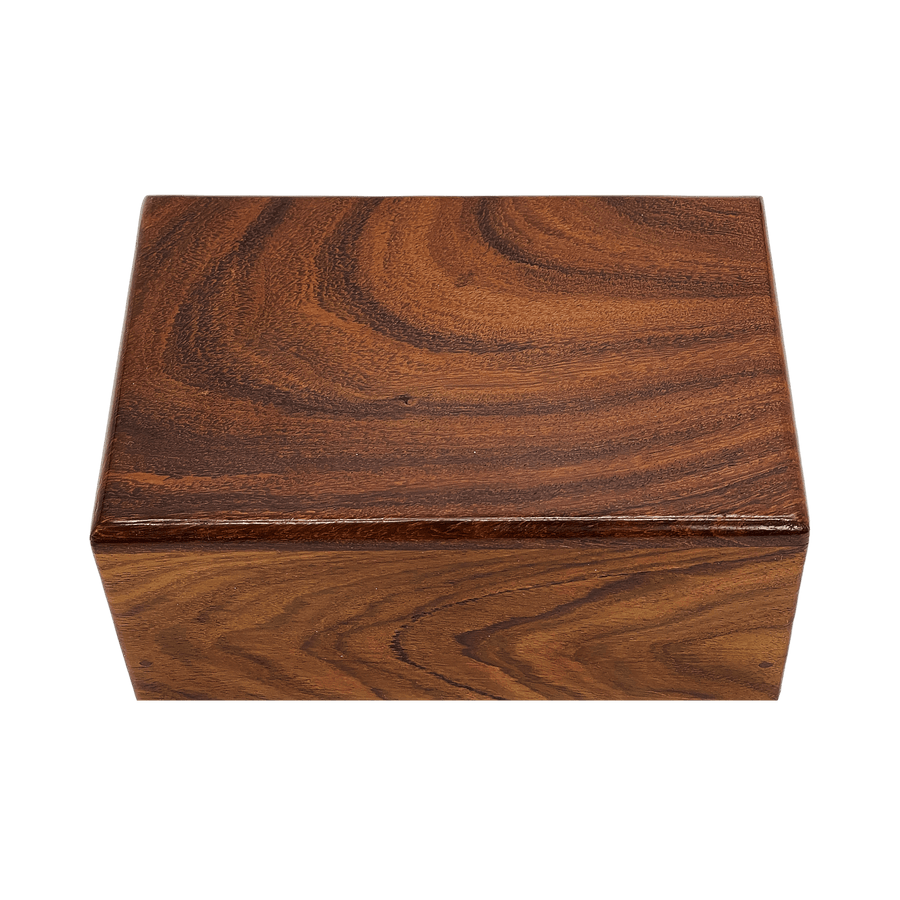Handcrafted Rosewood Eternal Rest Pet Urn - Secure Slide Base with Precision Screw Closure - Angel Ashes