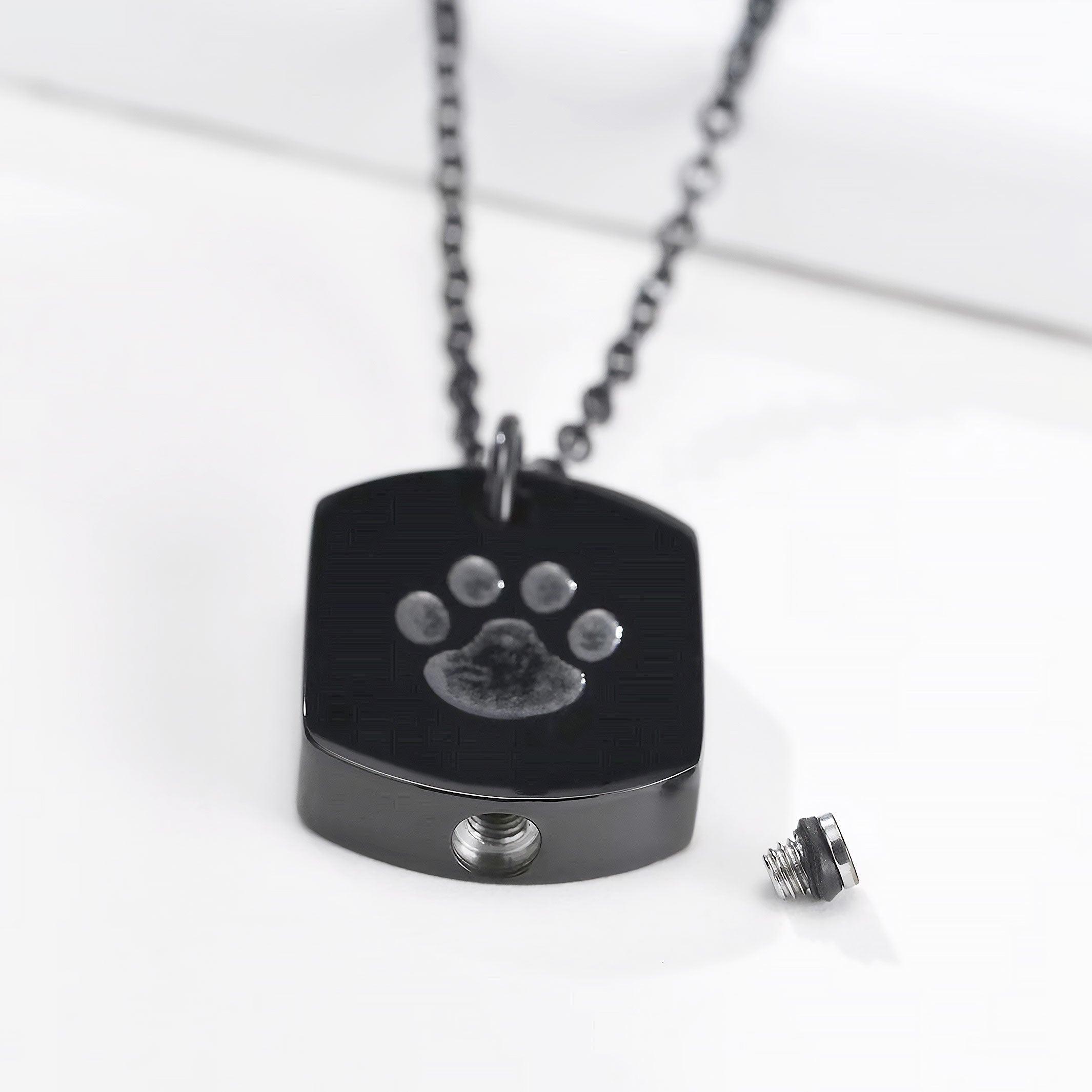 Paw Print Dog Tag Keepsake | Stainless Steel Keepsake Dog Tag | Pet Keepsake Jewellry - Angel Ashes