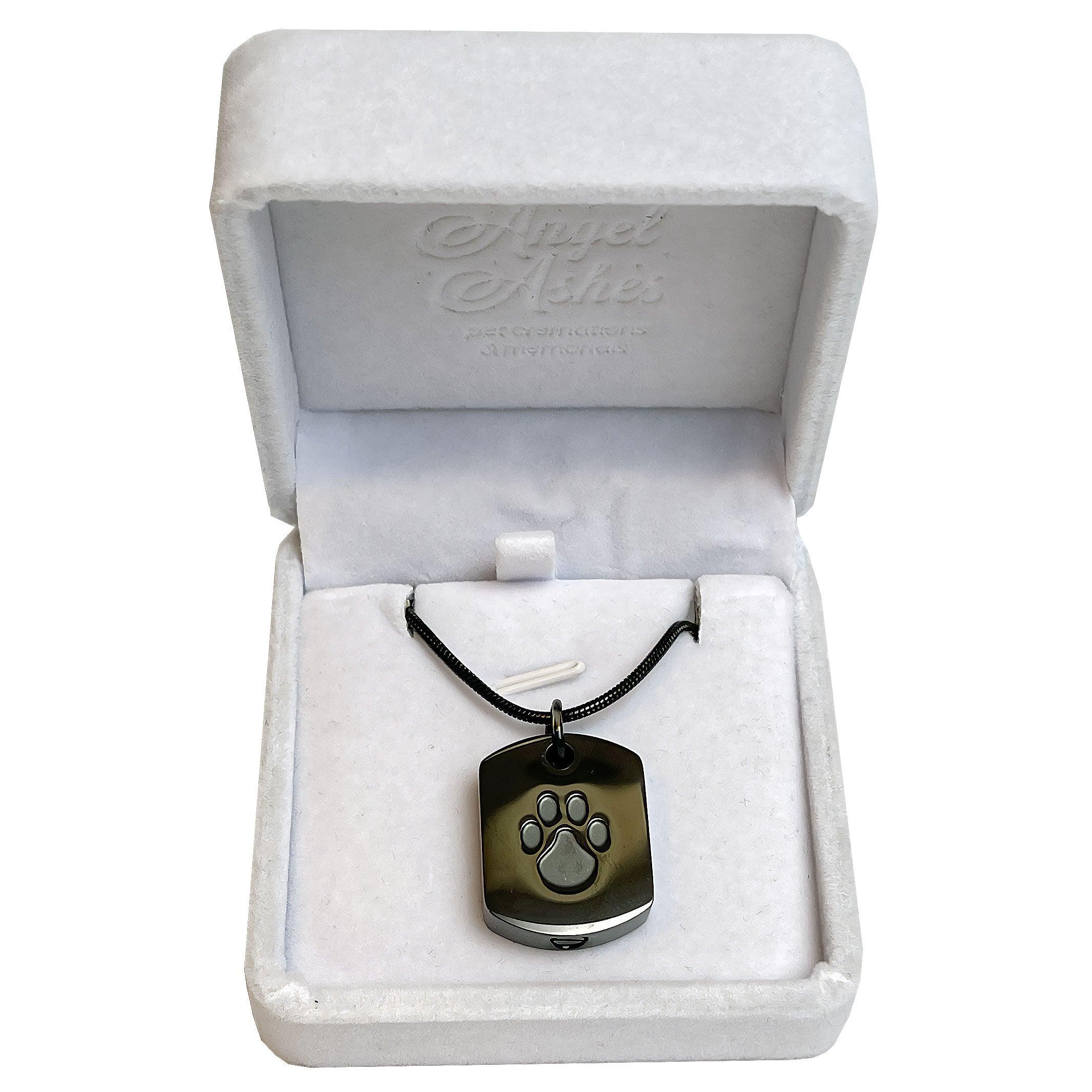 Paw Print Dog Tag Keepsake | Stainless Steel Keepsake Dog Tag | Pet Keepsake Jewellry - Angel Ashes