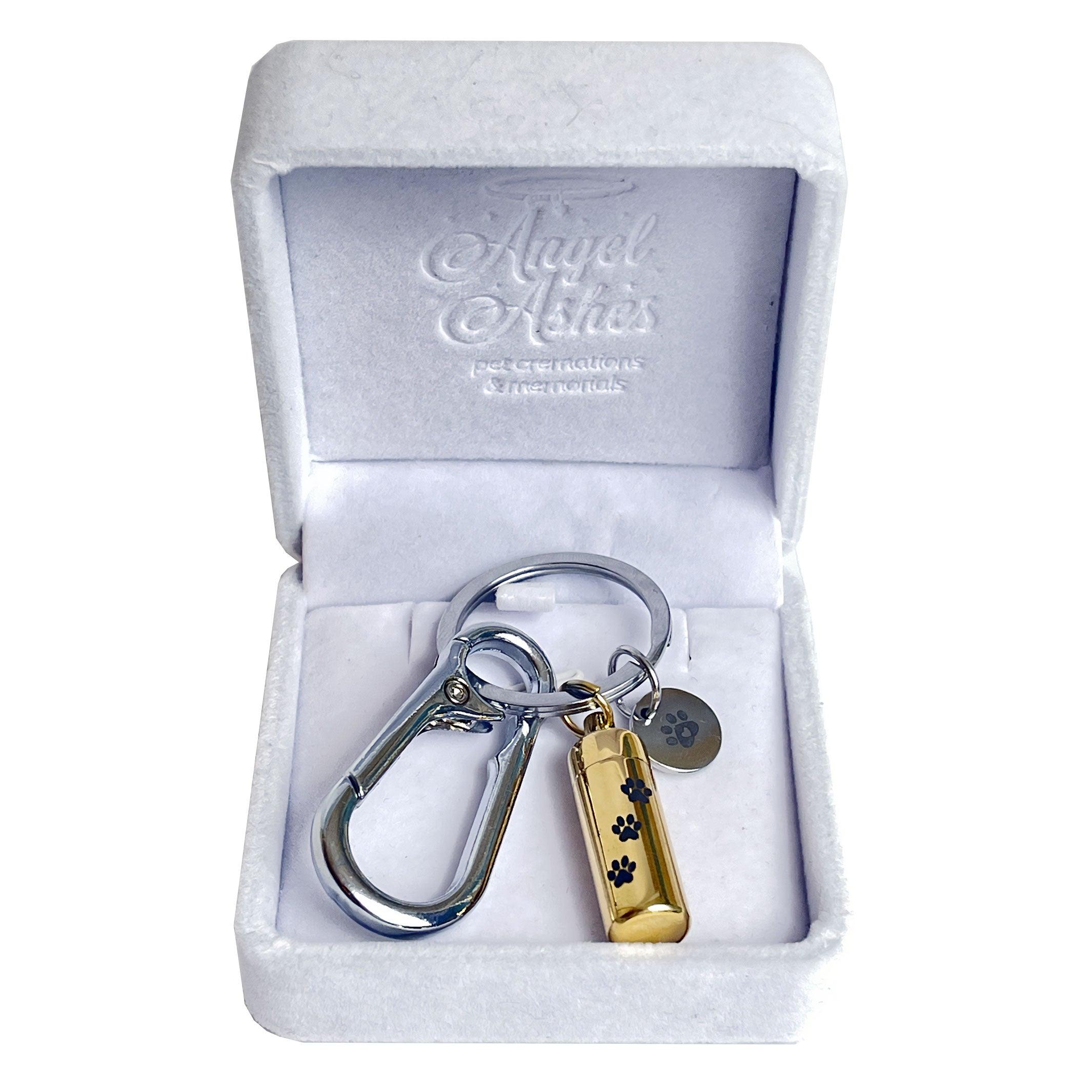 Pawprint Memorial Mini-Urn Keyring – Pet Ash Keepsake - Angel Ashes