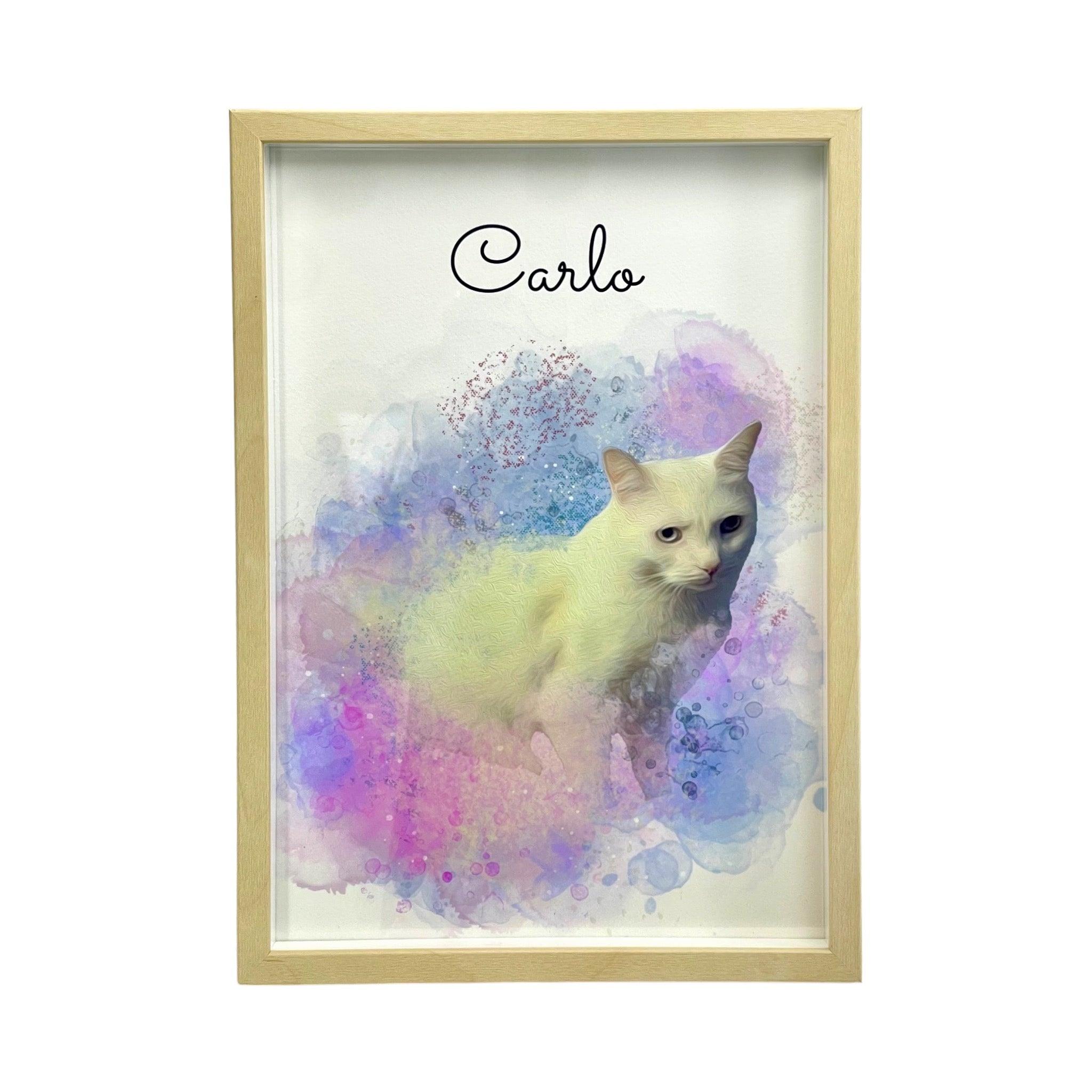 Personalised Watercolour Pet Portrait: Digital Download & A4 Print Option - Angel Ashes